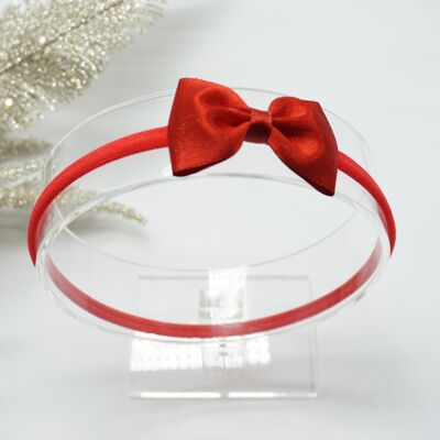 Gold purl satin baby nylon hairband Red