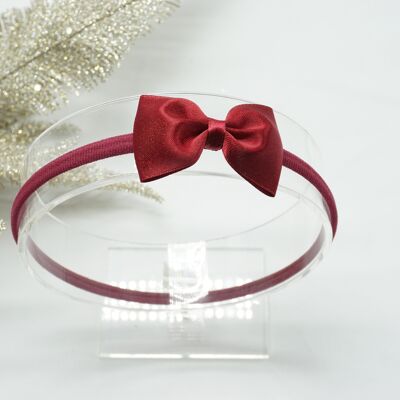 Gold purl satin baby nylon hairband Bordeaux