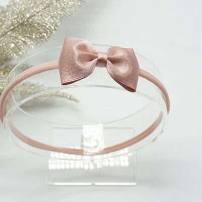 Gold purl satin baby nylon hairband Pink