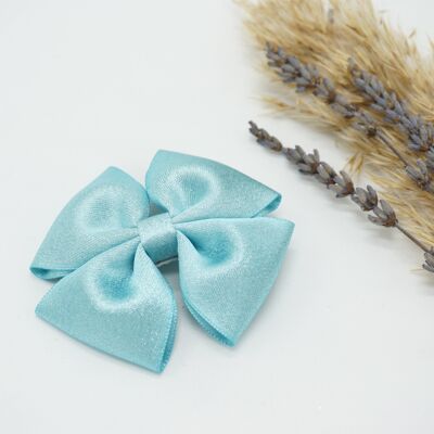 Gold purl satin regular bow Baby Blue