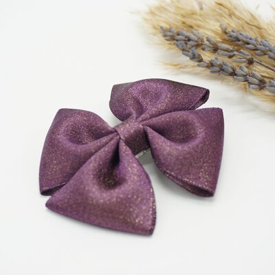 Gold purl satin regular bow Purple
