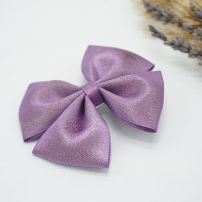 Gold purl satin regular bow Lilac