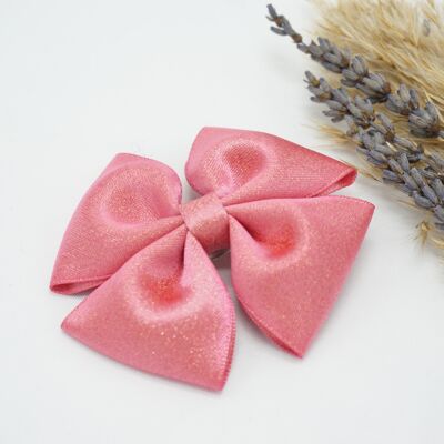 Gold purl satin regular bow Bright Pink