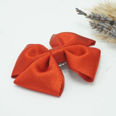 Gold purl satin regular bow Red