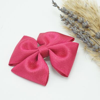 Gold purl satin regular bow Fuchsia