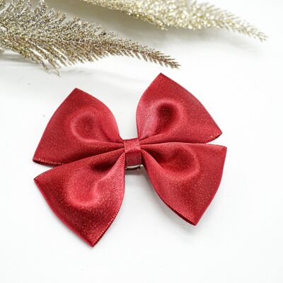 Gold purl satin regular bow Bordeaux