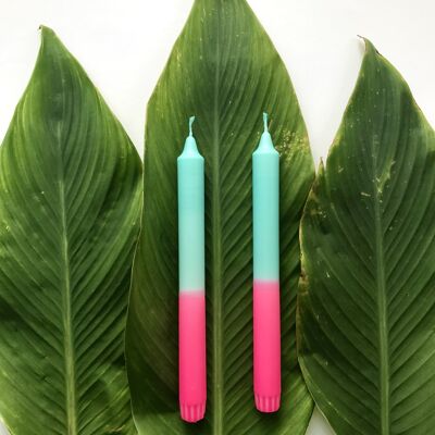 1 large dip dye candle in neon pink*turquoise