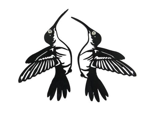 Kolibri Ohrringe, Damen Ohrringe schwarz, 80 mm