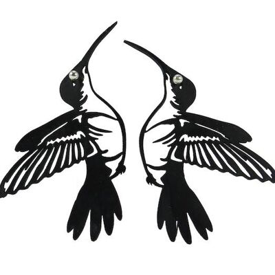 Hummingbird earrings, women's earrings black, 80 mm