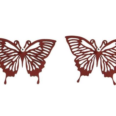 Schmetterling Ohrringe, Damen Ohrringe, Länge: 40 mm, Schwarz & Rot - red