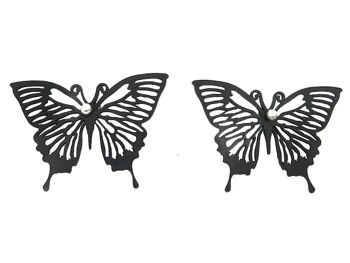 Boucles d'oreilles papillon, boucles d'oreilles femmes, longueur : 40 mm, noir & rouge - noir 1