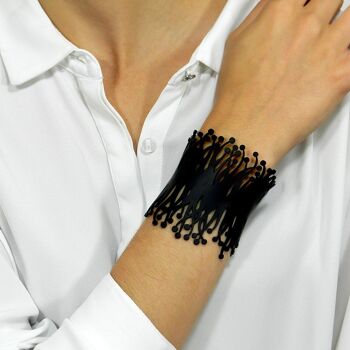 Bracelet anémone de mer, bracelet femme, largeur : 72 mm, noir 2