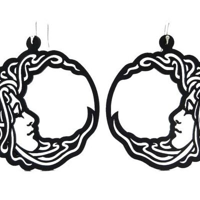 Moon earrings, women's earrings, width: 60 mm