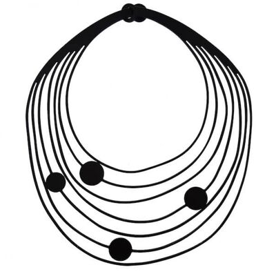 Collar llamativo "Pina", collar de mujer, ancho: 240 mm, negro