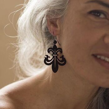 Boucles d'oreilles Florentine Lily, Boucles d'oreilles pour femmes, Longueur: 53mm, Noir 3