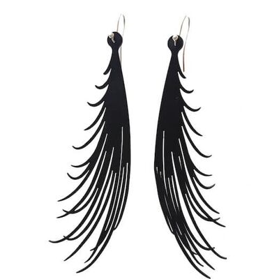 Statement earrings "palm branch", women's earrings, 110 mm, black