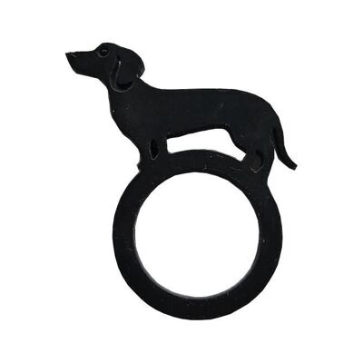 Anillo de perro salchicha, anillo de mujer, tamaño: 53