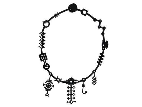 Art Deco Halskette, Damen Halskette, Größe: 140 mm, Schwarz
