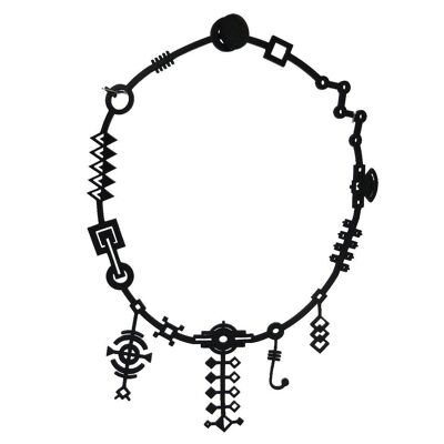 Collier Art Déco, collier femme, taille : 140 mm, noir
