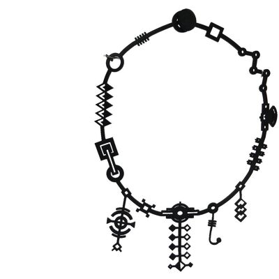 Art Deco Halskette, Damen Halskette, Größe: 140 mm, Schwarz