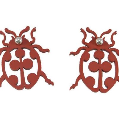 Marienkäfer Ohrringe, Damen Ohrringe, Länge: 28 mm, Schwarz & Rot - red