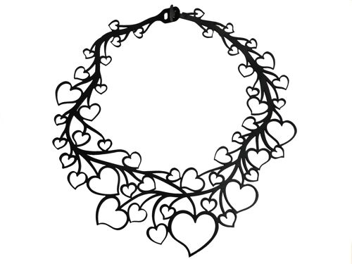 Herzkette Amore, Damen Halskette, Größe: 260 mm, Schwarz