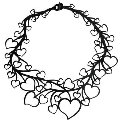 Cadena de corazón Amore, collar de mujer, tamaño: 260 mm, negro
