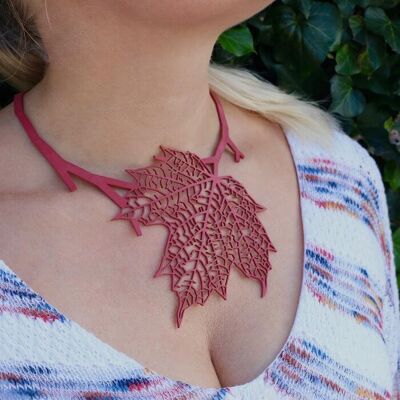 Herbst Halskette, Damen Halskette, Länge: 240 mm, Schwarz & Rot - red