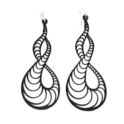 Shell earrings, women's earrings, 90 mm, black