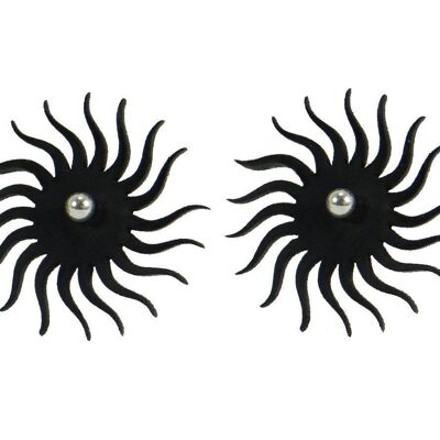 Sun earrings, women's earrings, 30 mm - black