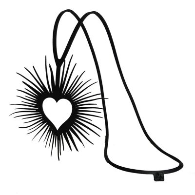 Cadena de corazón, collar de mujer, largo: 340 mm, negro