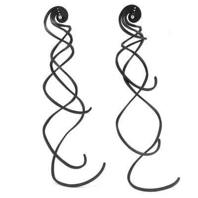 Snail ribbons earrings, women's earrings, 150 mm - black