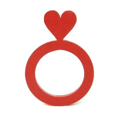 Anillo de corazón, anillo de damas y niños, tamaños: 44, 47, 50, 53, 57, 60, rojo y negro - Niño (44) - rojo