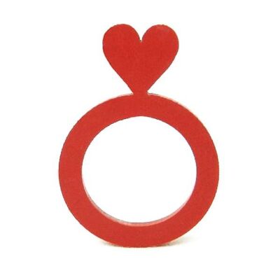 Bague coeur, bague femme & enfant, tailles : 44, 47, 50, 53, 57, 60, rouge & noir - Enfant (44) - rouge