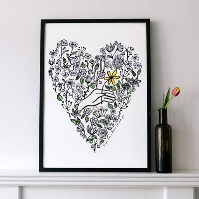 Floral Heart Print - 30x40cm