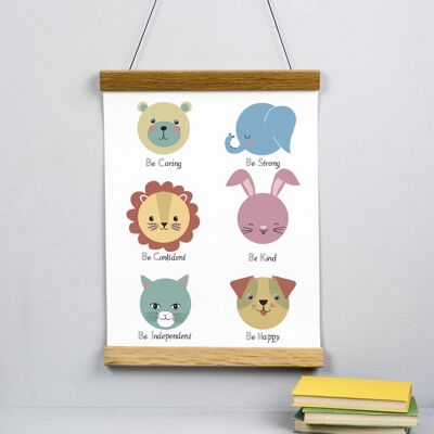 Colourful Animal Personality Print - Muted colours - 30x40cm