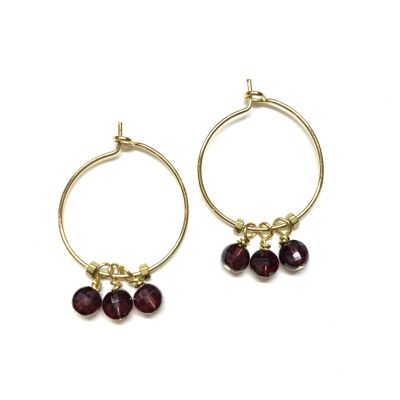 Garnet tassel hoop earrings