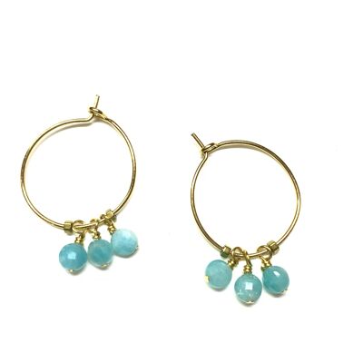 Amazonite tassel hoop earrings
