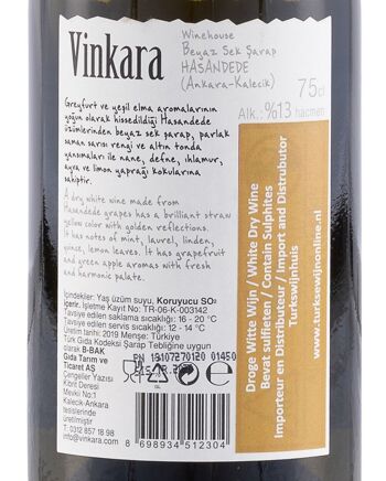 Vin blanc Vinkara Atelier Hasandede 2021 - Maison de vin turque 3