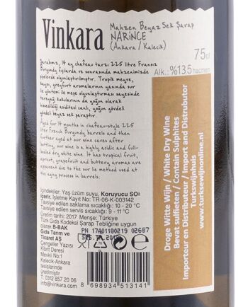 Vin blanc Vinkara Narince réserve 2020 - Cave turque 3