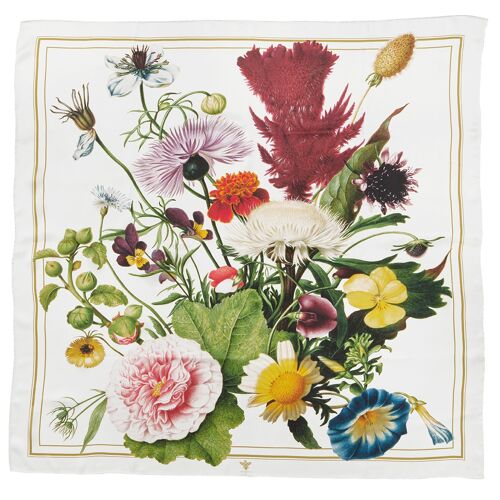 Silk scarf - Flower Garden JL - White 90 cm