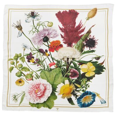Foulard en soie - Flower Garden JL - Blanc 90 cm