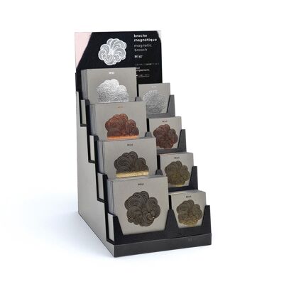 Display full of 40 "Mist" magnetic brooches + free display - Design Constance Guisset