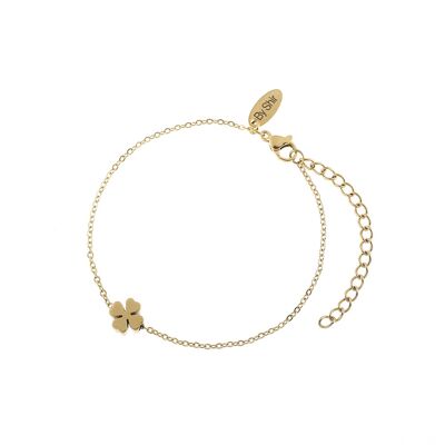 Pulsera de acero inoxidable dorado con trébol