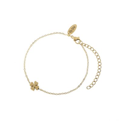 Bracelet stainless steel gold with clover