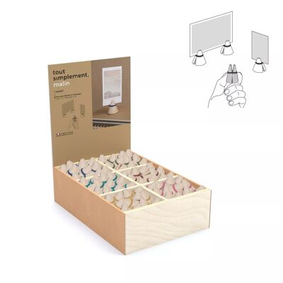 Expositor completo de 120 clips de fotos de madera - color + expositor gratuito