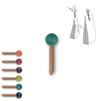 clip per borsa in legno - 6 colori tra cui scegliere