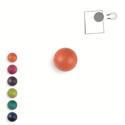 Petite boule magnétique en bois - 6 couleurs au choix
