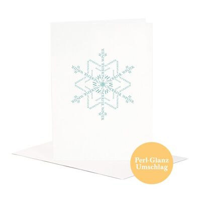 Carte de voeux flocon de neige (enveloppe nacrée)