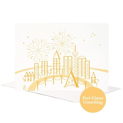 Greeting card letter city (envelope in pearlescent)